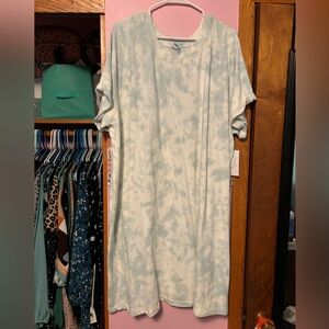 Blue & White Tie Dye Short Sleeve Sweater Dress 3x BNWT
